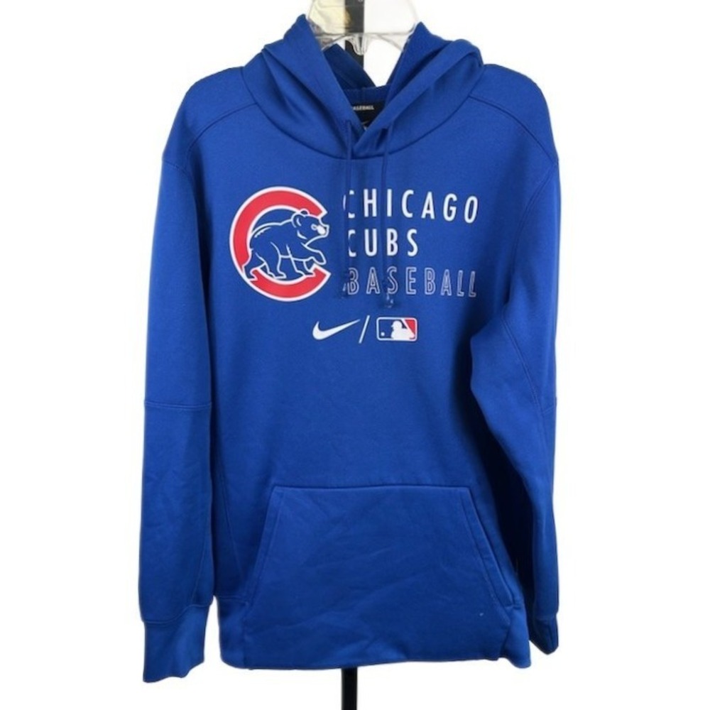 Nike Chicago Cubs Hoodie Men's Size Small Royal Blue Dri FIT Baseball Sportswear